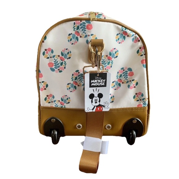 Bioworld Disney Mickey Mouse Rolling Duffle Bag 20" Carry On Travel Floral NWT - Picture 12 of 16